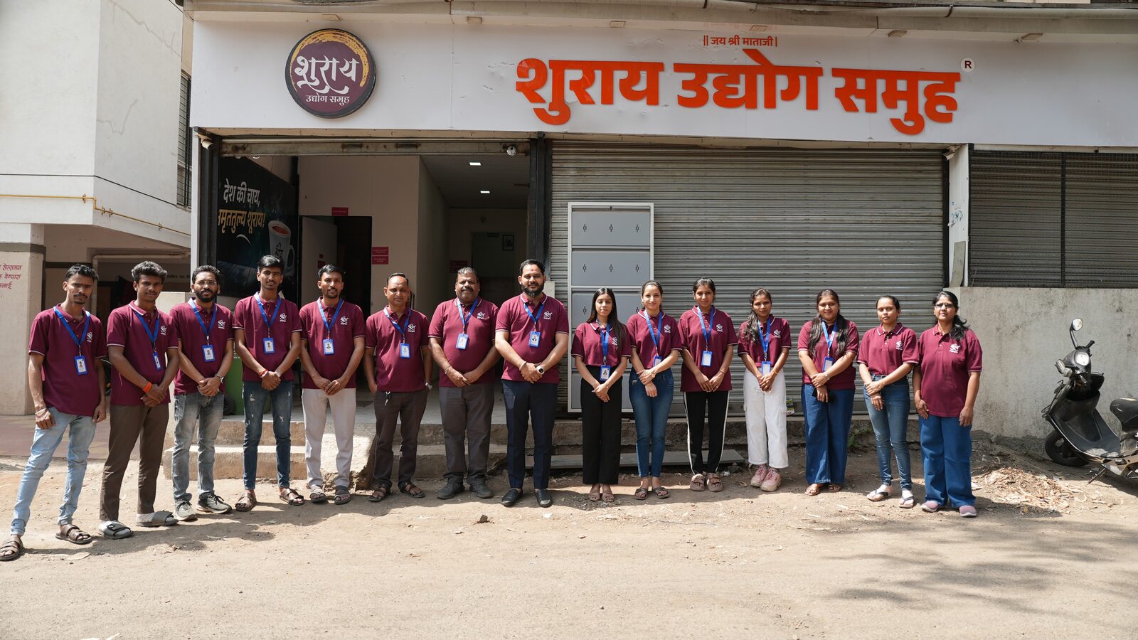 Full Shuray Amruttulya team standing outside the head office in Nashik